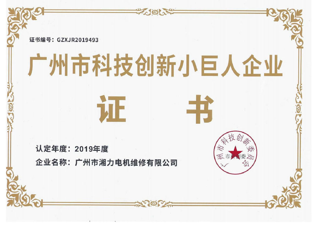 广州市科技创新小巨人企业证书